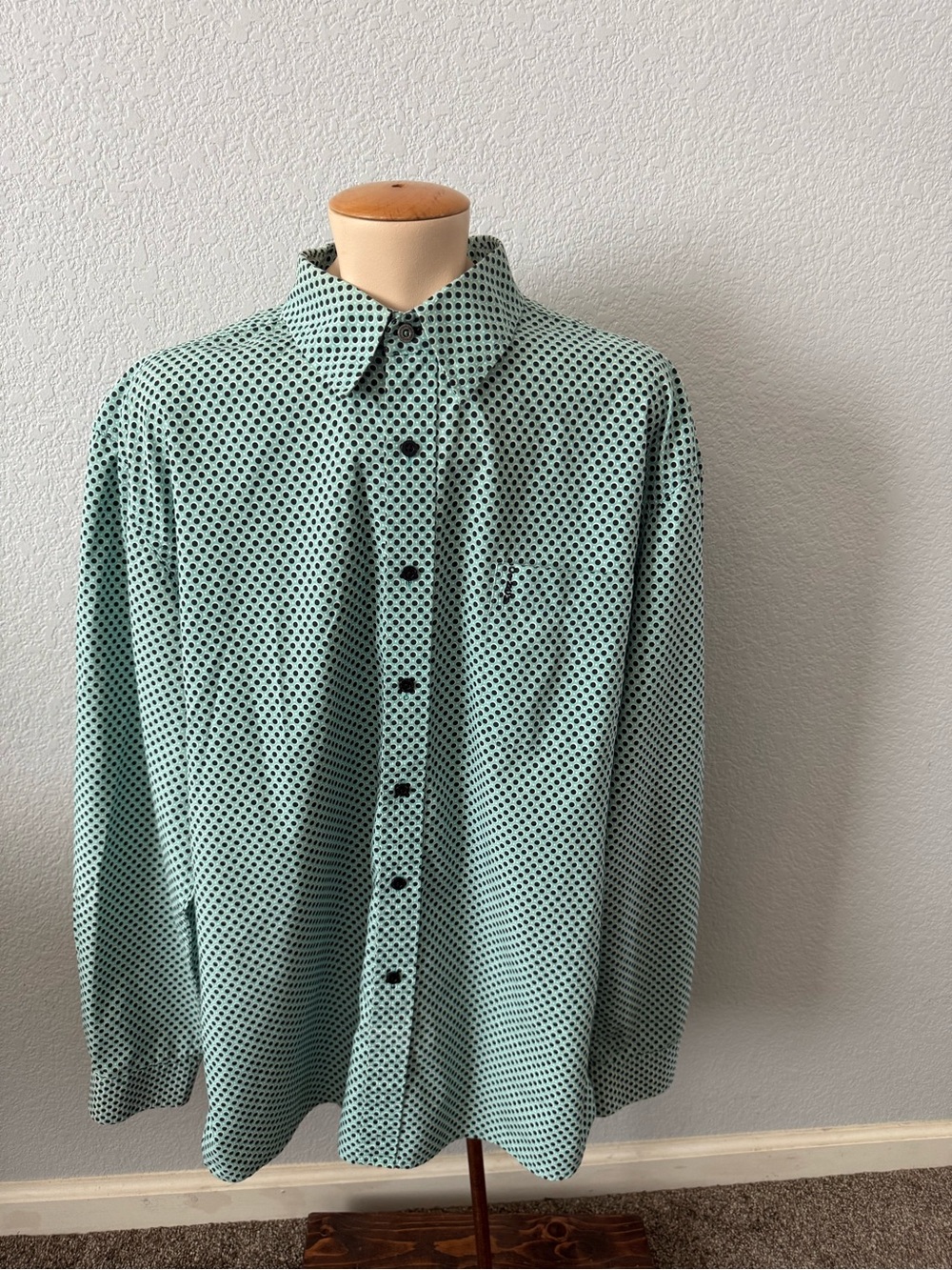 Cinch Mint Green Geometric Button-Down Shirt